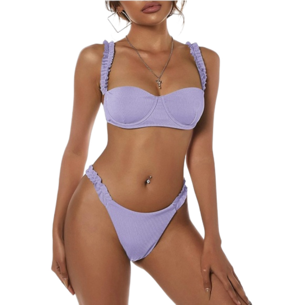 ZAFUL Women's Underwire High Cut Bikini Set V-Wired Two Piece Swimsuit Size M 6